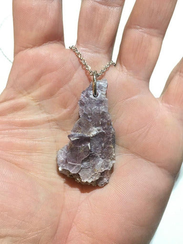 Marambay Natural Lepidolite Stone Necklace Steel Chain 0