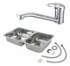 Double Stainless Steel Sink 63x37 + Monobloc Faucet Countertop Set 0