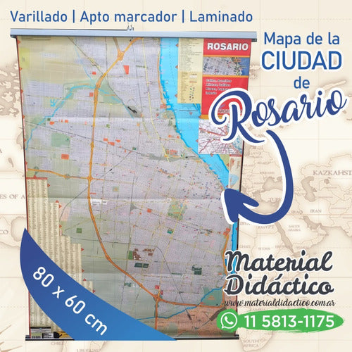 Material Didáctico City Map of Rosario 80x60cm Laminated and Encased 1