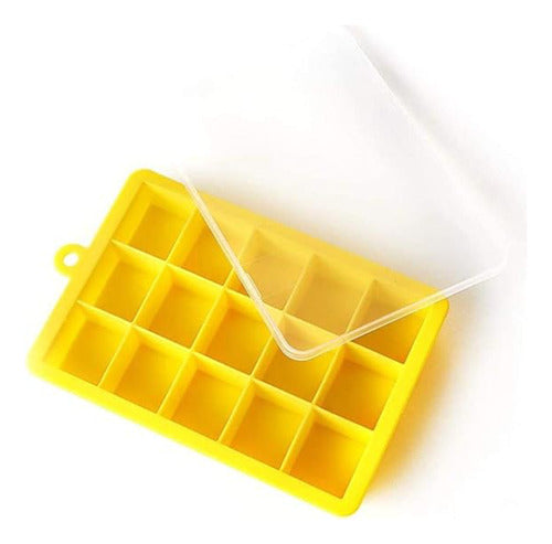 FR Silicone Ice Cube Tray with Stackable Lid - Square Ice Cubes Suitable for Oven 0