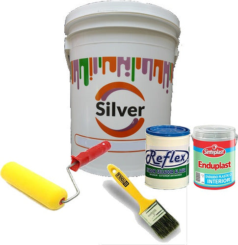 Silver Reflex Combo Pintura Latex Interior Blanco X 10lts Enduido Fijador 0