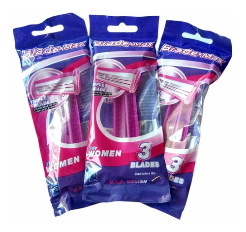 Blade Max Disposable Razors for Women - 3 Blades (Pack of 6) 0