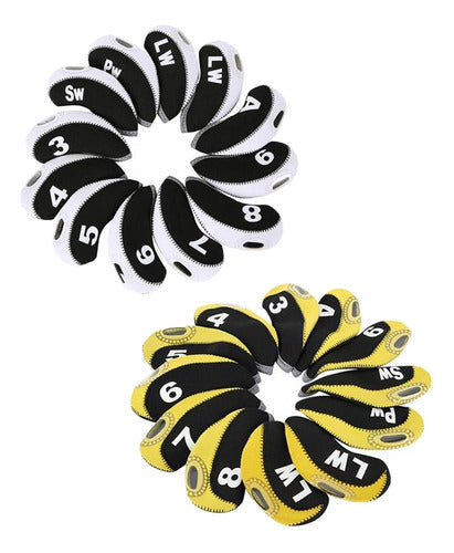 24x Club Iron Headcover Set Wedge Headcover Amarelo E Branco 4