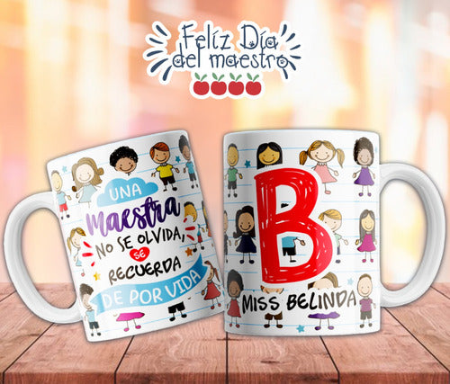 Plantillas Tazas Dia Del Maestro Iniciales Sublimar #t113 4