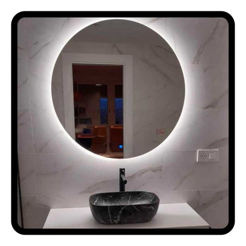 Deco Glass Espejo Touch Biselado Luz Led 50 Redondo Para Baño 0