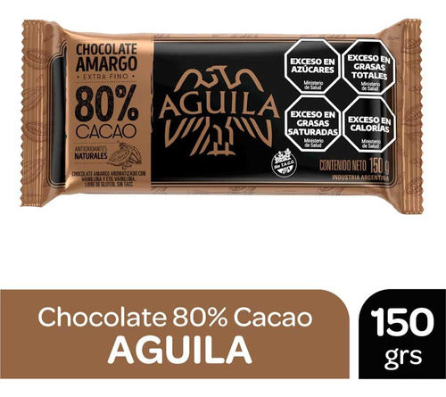 Chocolate Amargo Aguila 80% Cacao Libre De Gluten 150gr X 4 1