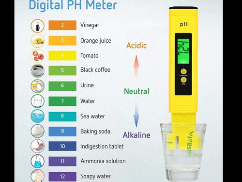 Medidor De Ph ,o Acides, Digital Con Luz. Leva 3 Pilas Botón 5