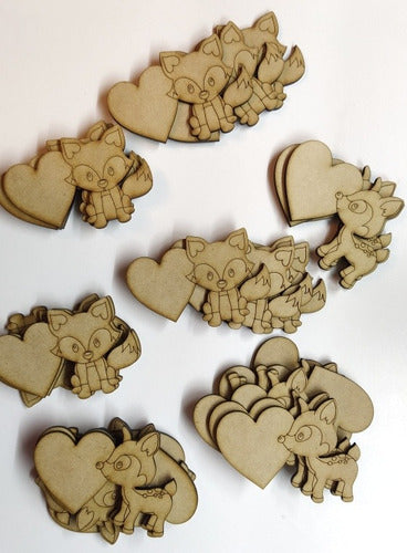 10 Animalitos Nórdicos 9cm Corazón Fibrofacil Mdf Souvenirs 4