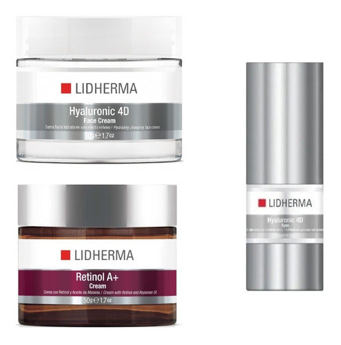 Lidherma Hyaluronic 4D Cream + Retinol A+ Cream + 4D Eyes 0