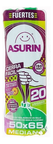 Asurin Green Flat Waste Bags Easy Close X 20u 1