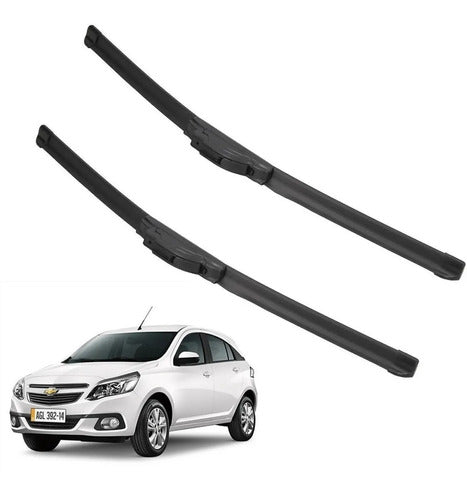 Kit 2 Front Wiper Blades Flex Rubber Chev Agile 2013 to 2017 0