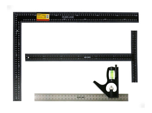 Black Jack Kit 3 Adjustable Steel Squares Level Set 0