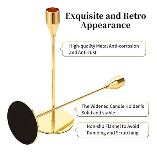 Oatnauxil Golden Metal Candle Holders for Weddings, Dinners 2