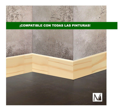 Maderart Zocalo Madera 9x90 Molduras Para Pisos Pack X 21 Mts 2