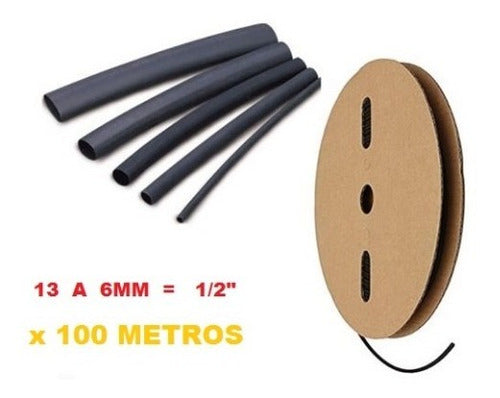 Black Heat Shrink Tubing 13mm to 6.5mm Shrink Ratio 2:1 100-Meter Roll 0