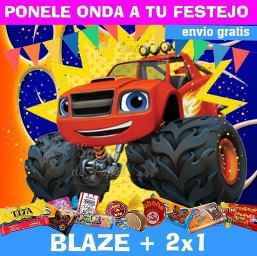 Sueño de Papel Kit Imprimible Blaze And The Monster Machine Editable + 2x1 1