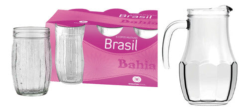 Cisper Glass Water Pitcher + 6 Bahia Glasses Set 0