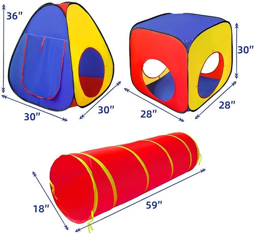 Kids Play Tent + Tunnel + Ball Pit 3-In-1 2