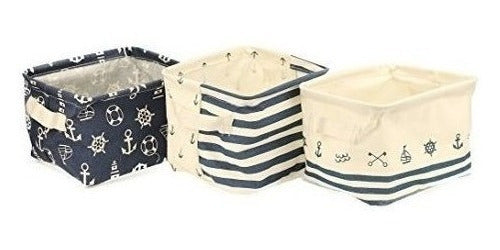 Orino Nautical Fabric Waterproof Small Storage Baskets 0