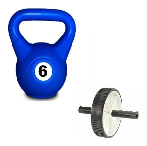 Combo : Rueda Abdominal + Pesa Rusa 6 Kg Gym Entrenamiento 0