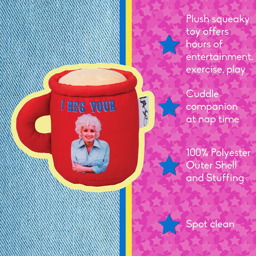 Doggy Parton Red Plush Coffee Cup Toy for Pets 1