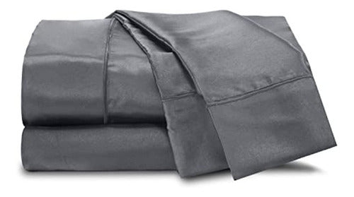 Seduction Twin Satin Sheet Set, Silver 0