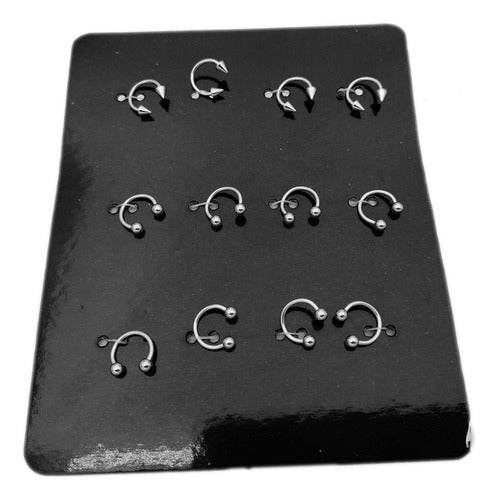 Blister x12 Bull Assorted Surgical Steel Piercings C:4050 0