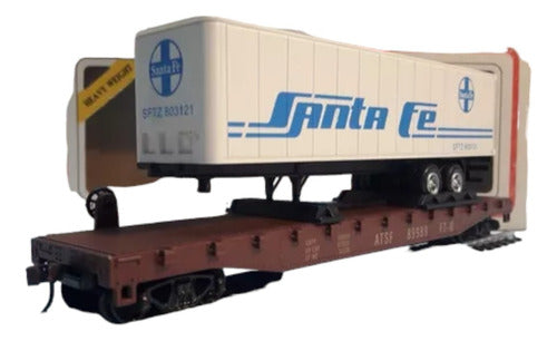 Model Power Flat Car with Trailer Santa Fe 8350 0