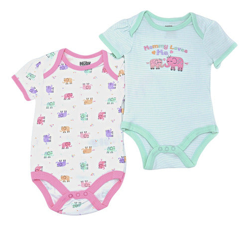 Nuby Set Baby Bodys X2 Short Sleeve Girl - 3 to 12 Months Love 3