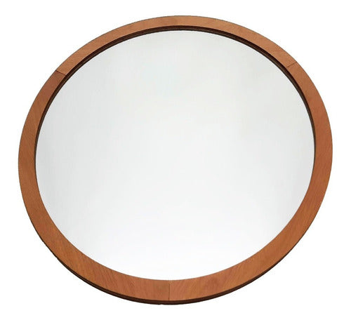 República Diseño Decorative Round Mirror with Wooden Frame 70cm Nordic 0