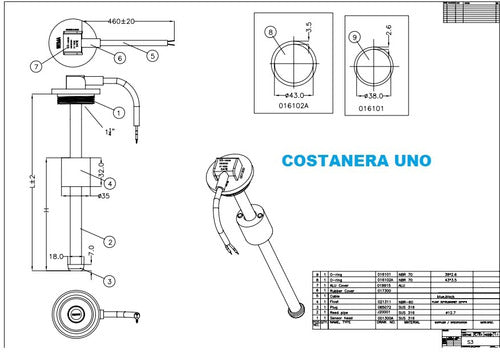 Herby Sensor De Nivel De Combustible Agua 150mm Para Roscar 1