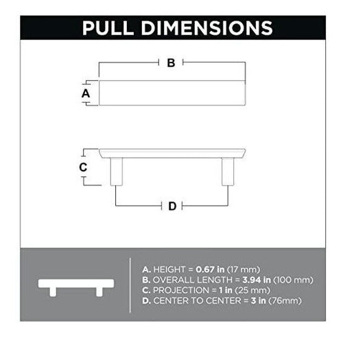 Franklin Brass Matte Black Simple Chamfered Pull, Cabinet Handles And Drawer Pulls For Kitchen Cabinets And Dresser Drawers, 3 Inch (76mm), 10-pack 6