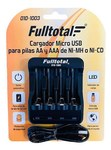 Fulltotal Lithium Battery Charger 4 Channels USB AA AAA 1