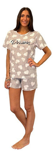 Berne Pijama M/ Corta Short Estam. Corazones T : 2 Al 6 0