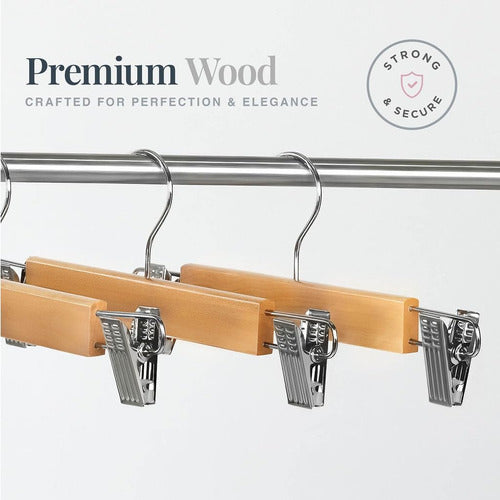 Home-it Natural Wood Hangers with Clips - 10 Pack 4