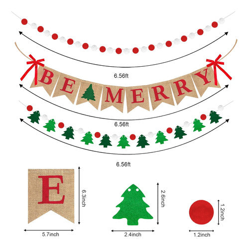 Banderines Be Merry 3 Piezas 2