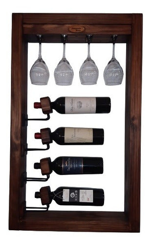 Wine Cellar Cava with Wooden Glass Holder for 4 Bottles 0
