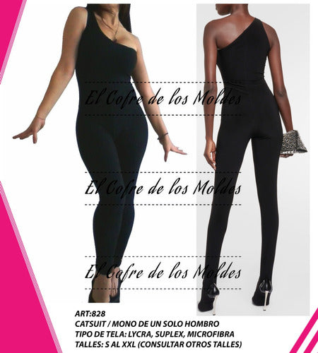 El Cofre de los Moldes Digital Catsuit - One Shoulder Full Jumpsuit, Pack of 5 Sizes! 0