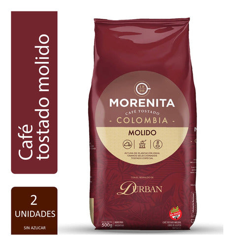 Morenita Cafe Molido Tostado Colombia 500g X 2uni Sin Azúcar 0