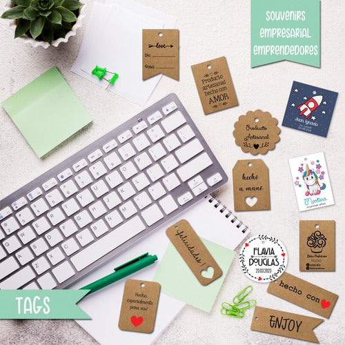 50 Customized Tags on Kraft Paper or Illustration without String 1