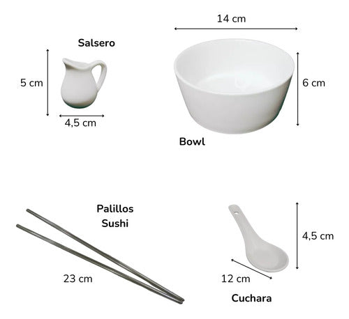 Galario Productos Set Sushi Ceramica Bowl Palillos Cuchara Salsero X4pz Bazar 1