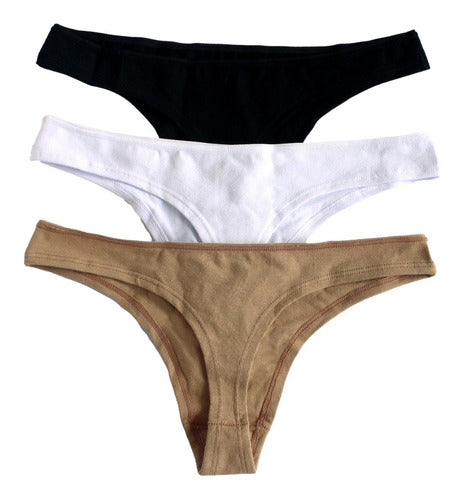 Pack of 2 Smooth Cotton Lycra Thong Panties Mora A013 0