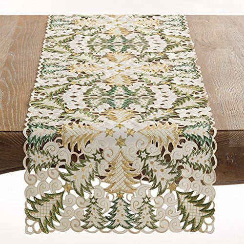 Saro Lifestyle Panettone Holiday Christmas Tree Cutwork Table Decor 0