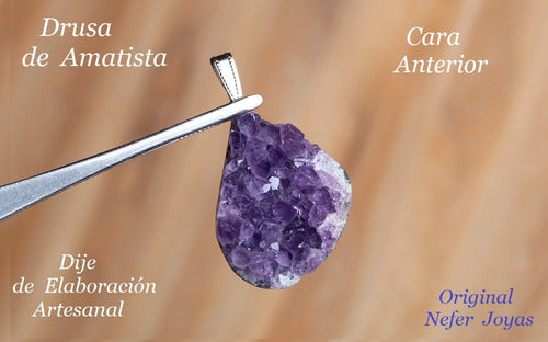 Nefer Joyas Drusa De Amatista Natural En Bruto Amatista Violeta Collar 5