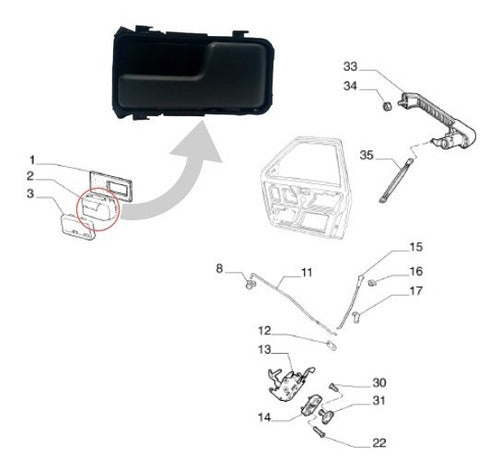 Fiat Door Handle Right Side for Duna and Fiorino Models 1