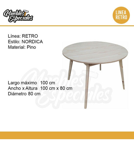 Muebles Especiales Retro Nordic Round Dining Table 1m 1