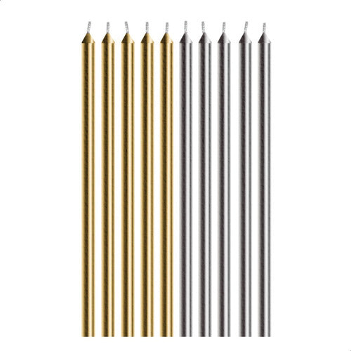 Iluminarte Long Gold/Silver Candles X 10 4