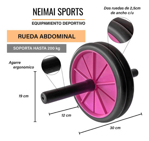 Neimai Sports Double Ab Wheel + Resistance Band with Handle 2