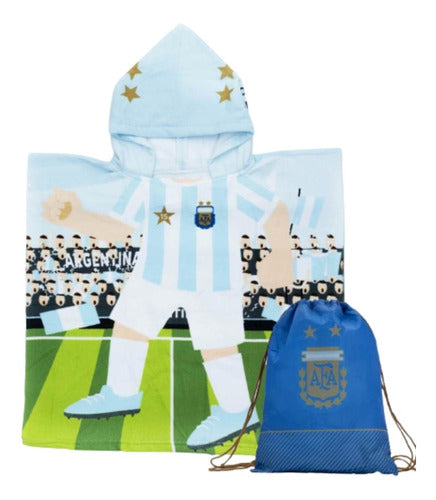 Afa Seleccion Argentina Poncho Infantil De Toalla Messi Dibu 0