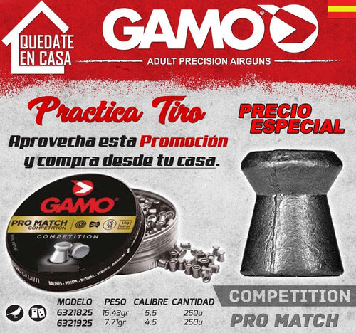 Combo Gamo Pro Match 4.5mm Pellets X250 - 6 Tins 1500 Shots 1